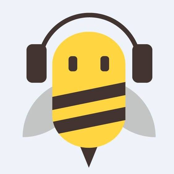 Cute bee wearing headphones - Tech buzz