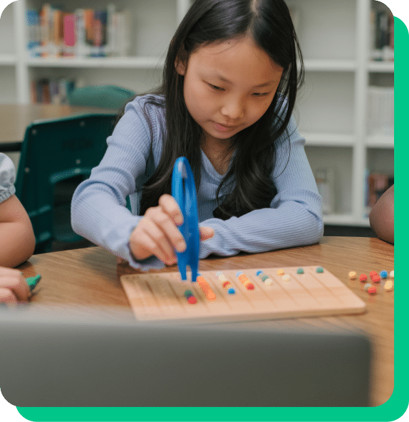 Girl participating in an occupational therapy activity in an online occupational therapy session