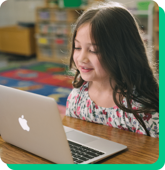 Elementary student talking to therapist in teletherapy session