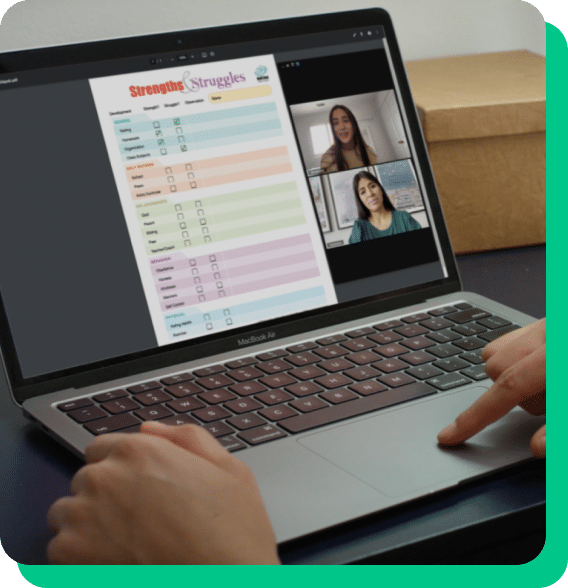 Laptop showing virtual team meeting