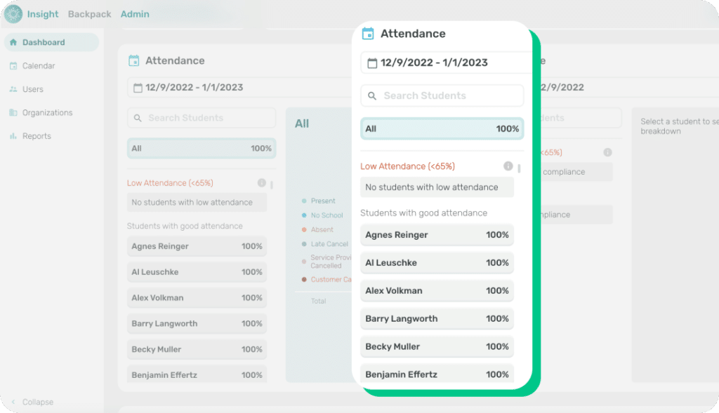 eLuma Insight attendance reporting page