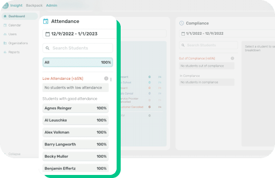 eLuma Insight attendance reporting page