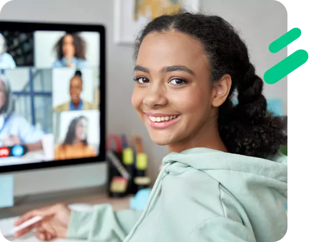 Student receiving speech therapy virtually