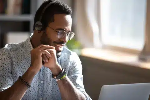 Male provider doing teletherapy